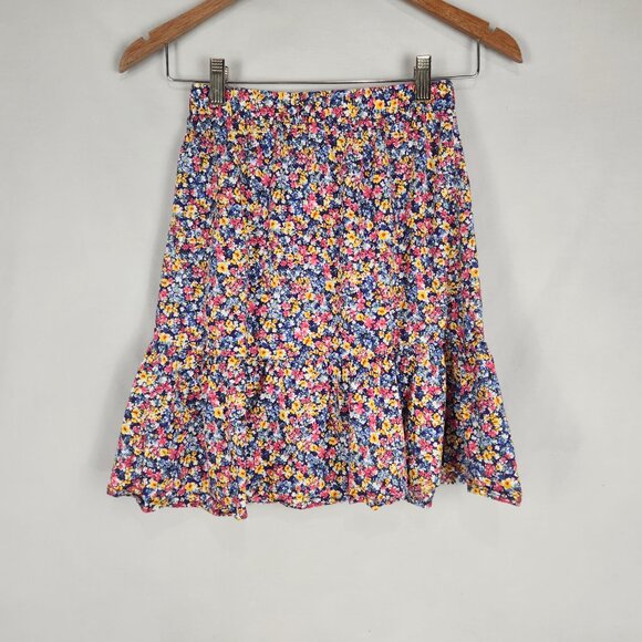Old Navy Floral Skirt For Girls Size 8 Ruffle Flowy Cottage Blue Red Yellow - Picture 2 of 6